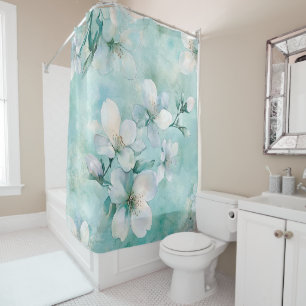 Vintage Seafoam Green Floral Shower curtain