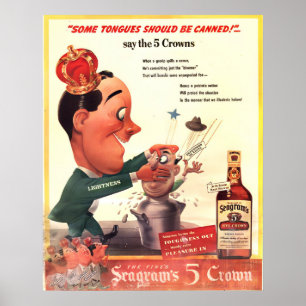 Vintage Seagram's 5-Crown Ad Life Magazine Poster