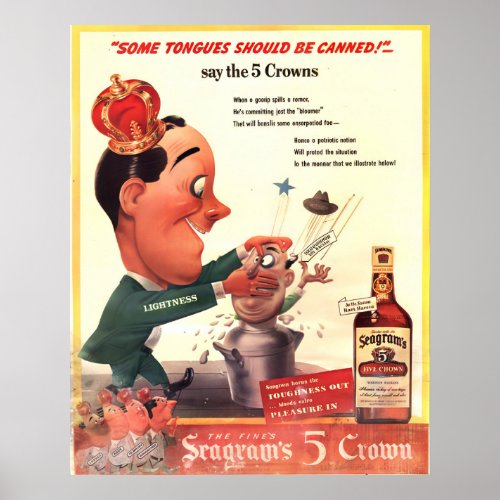 Vintage Seagrams 5_Crown Ad Life Magazine Poster