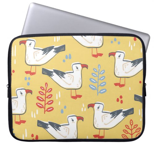 Vintage Seagull Leaves Natural Pattern Laptop Sleeve