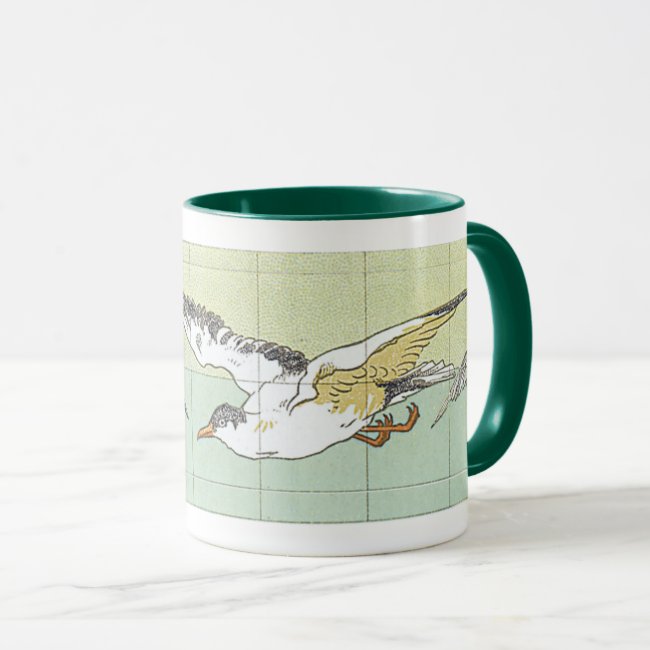 Vintage Seagulls Faux Tile Coffee Mug
