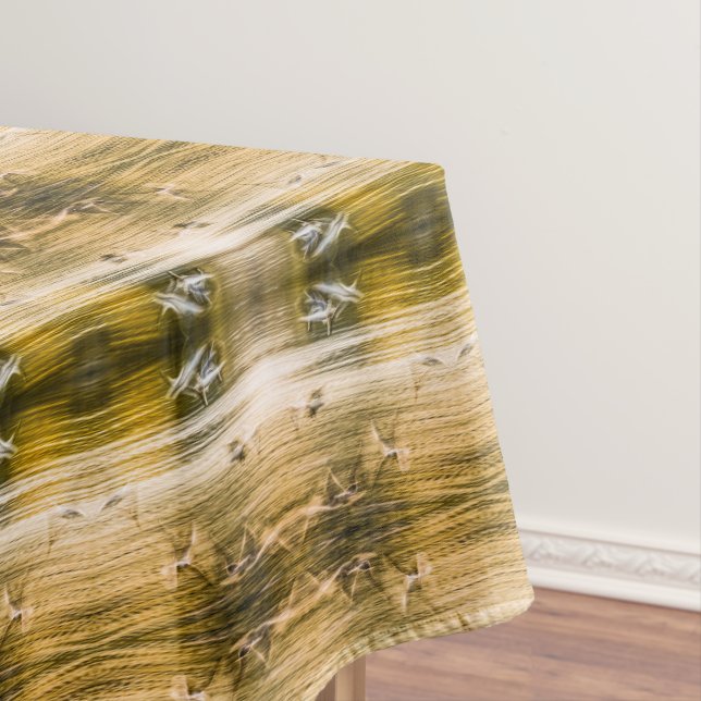 Vintage seagulls in flight pattern tablecloth (In Situ)