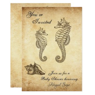 Vintage Seahorse Beach Baby Shower Invitation