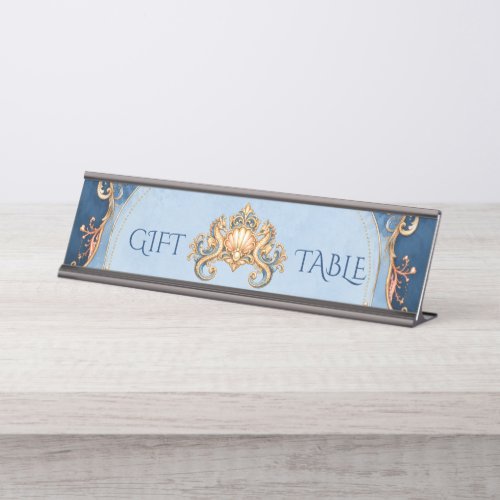 Vintage seahorse beach wedding gift table desk name plate