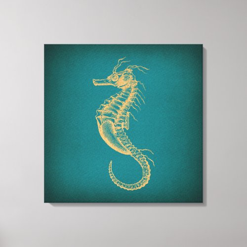 Vintage Seahorse Nautical Ocean Art Sea Horse Canvas Print