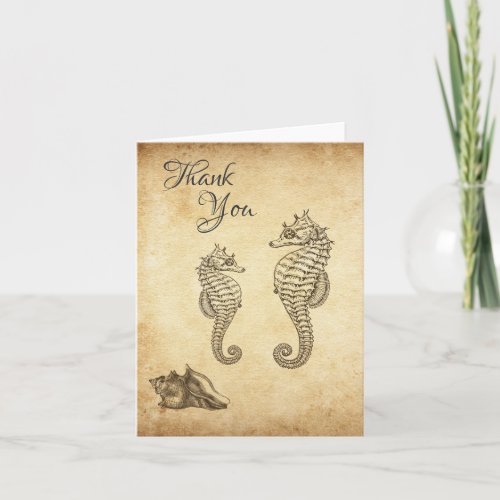 Vintage Seahorses Ocean Beach Thank You