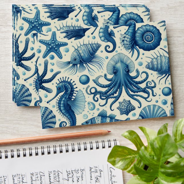 Vintage Sealife Animals Pattern Envelope (Stacked)