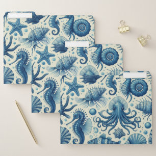Vintage Sealife Animals Pattern File Folder