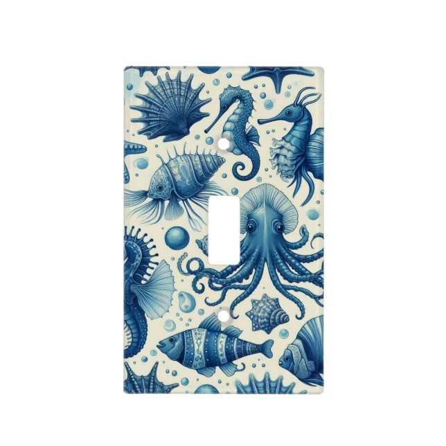 Vintage Sealife Animals Pattern Light Switch Cover (Front)