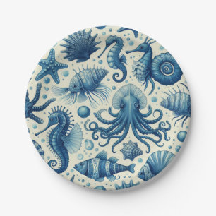 Vintage Sealife Animals Pattern Paper Plates