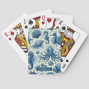 Vintage Sealife Animals Pattern Poker Cards