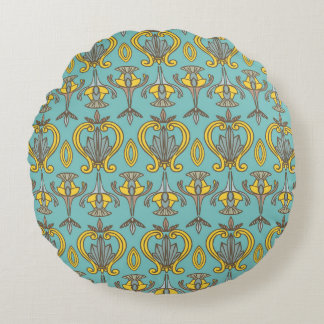 vintage Seamless Art Nouveau Pattern. Vintage wall Round Pillow