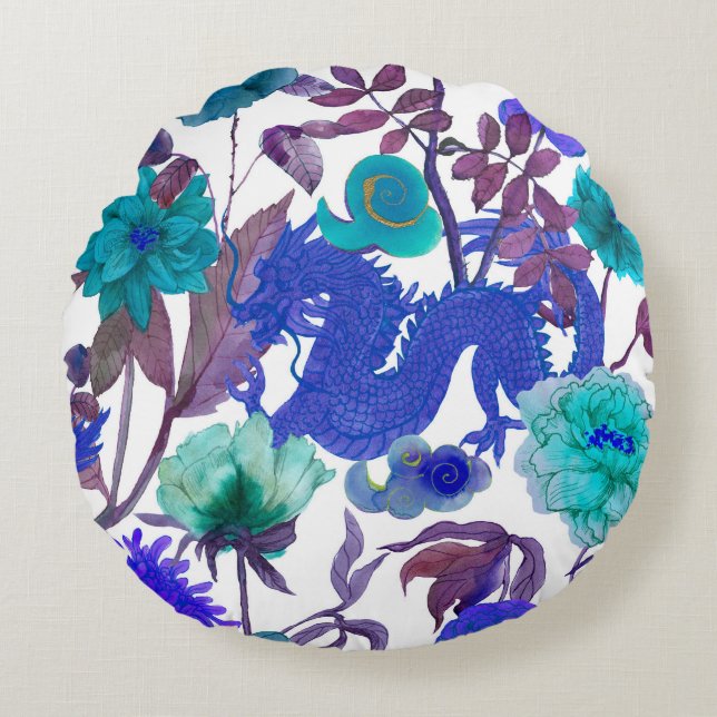 vintage seamless asian traditional patterns. Japan Round Pillow (Front)