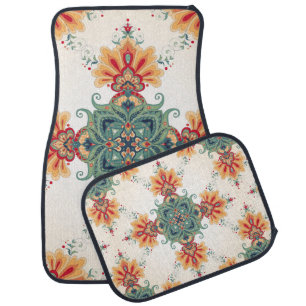 vintage seamless background. Beautiful floral orie Car Floor Mat