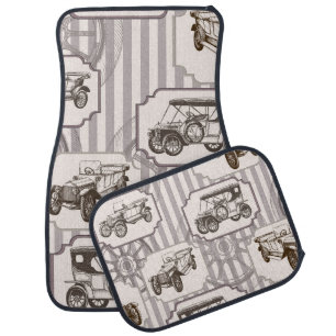 Vintage seamless background with vintage retro car floor mat