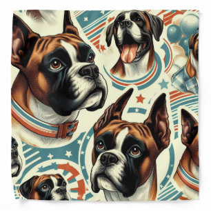 Vintage Seamless Boxer Dog Illustration Bandana