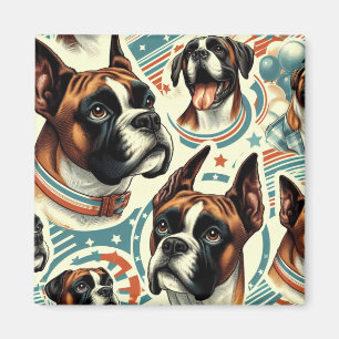 Vintage Seamless Boxer Dog Illustration Magnet