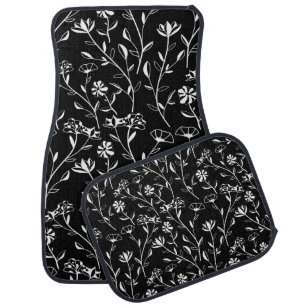 Vintage Seamless Contour Floral Pattern. Hand Draw Car Floor Mat