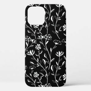 Vintage Seamless Contour Floral Pattern. Hand Draw iPhone 12 Case