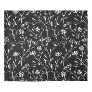 Vintage Seamless Contour Floral Pattern. Hand Draw Duvet Cover