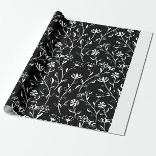 Vintage Seamless Contour Floral Pattern. Hand Draw Wrapping Paper