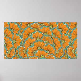 vintage seamless eastern pattern poster