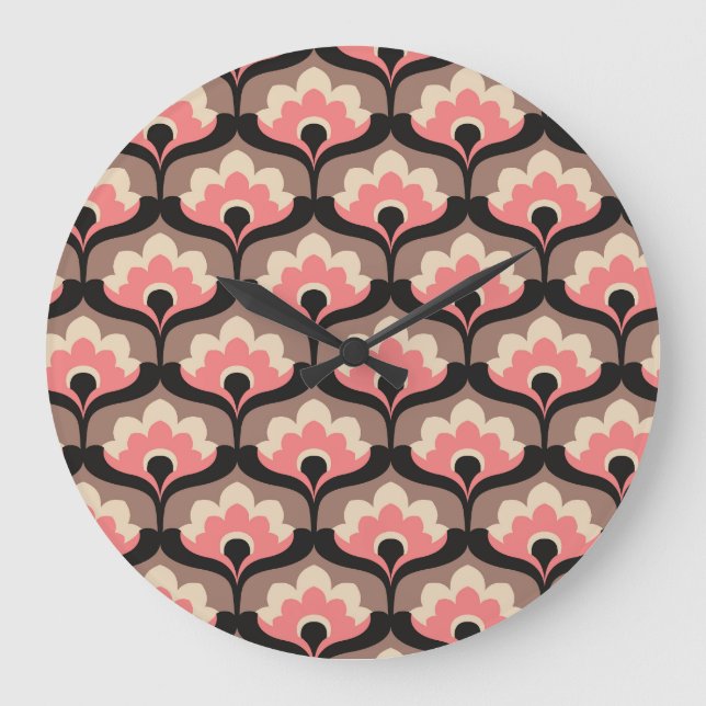 Vintage Seamless Floral Flower Pattern Large Clock (Front)