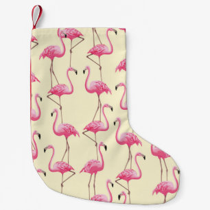 vintage seamless graphical realistic flamingo bird small christmas stocking
