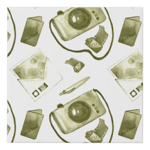 Vintage seamless hipster sepia pattern consisting faux canvas print