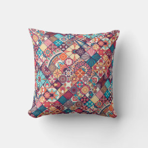 Vintage Seamless: Islamic Hand Drawn. Throw Pillow