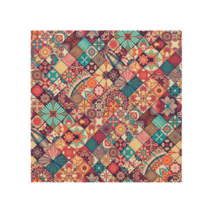 Vintage Seamless: Islamic Hand Drawn. Wood Wall Art