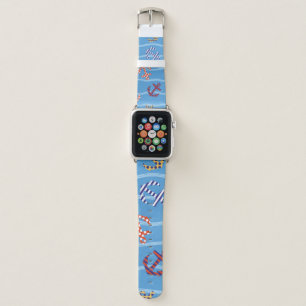 Vintage Seamless pattern anchor on a background of Apple Watch Band
