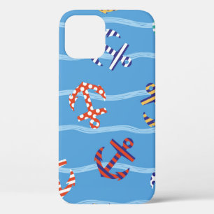 Vintage Seamless pattern anchor on a background of iPhone 12 Case