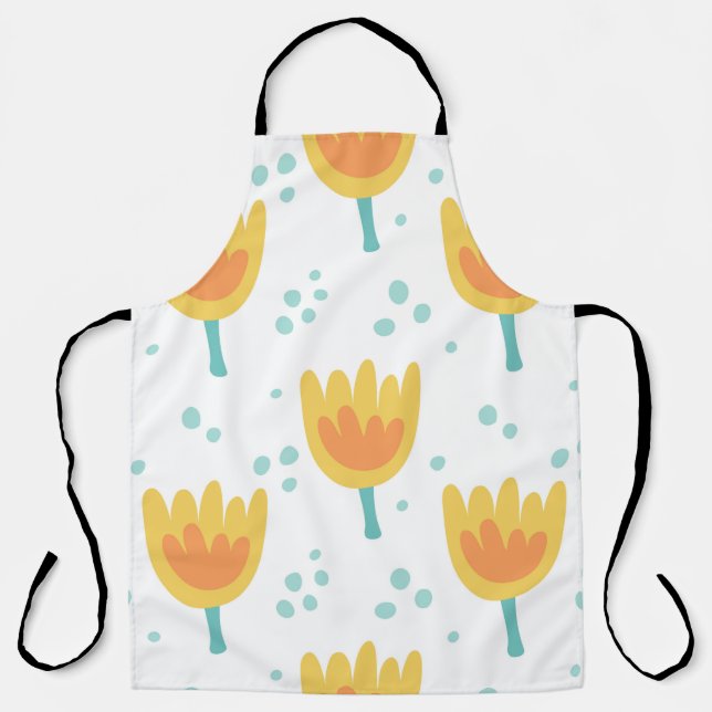 Vintage seamless pattern,  cute flowers pattern70s apron (Front)