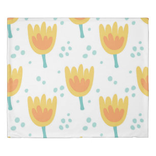 Vintage seamless pattern,  cute flowers pattern70s duvet cover