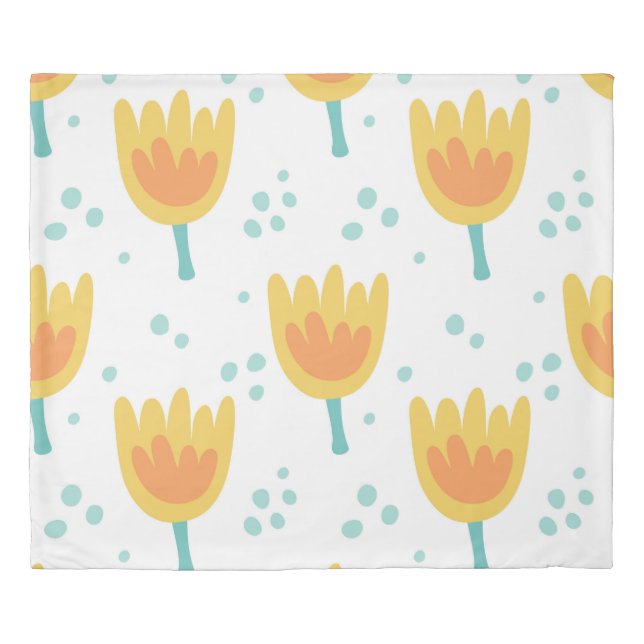 Vintage seamless pattern,  cute flowers pattern70s duvet cover (Front)