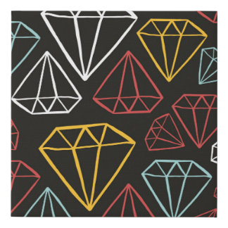 vintage seamless pattern, diamond design elements faux canvas print