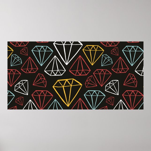 vintage seamless pattern, diamond design elements poster (Front)