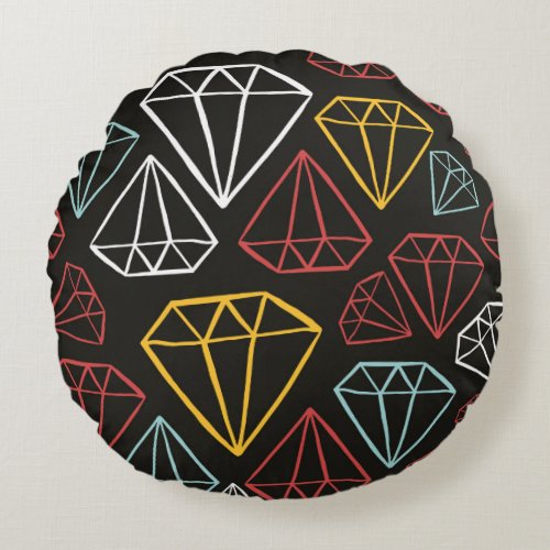 vintage seamless pattern diamond design elements round pillow