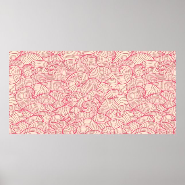 vintage seamless pattern. Hand drawn abstract wavy Poster (Front)