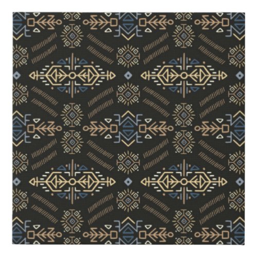 Vintage Seamless Pattern in Ethnic Style Trendy h Faux Canvas Print