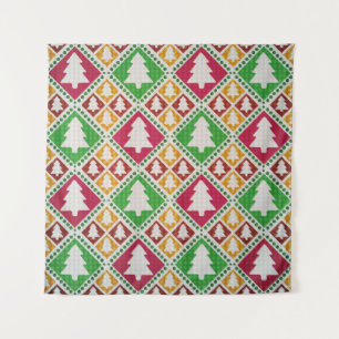 vintage seamless pattern of christmas tree tapestry