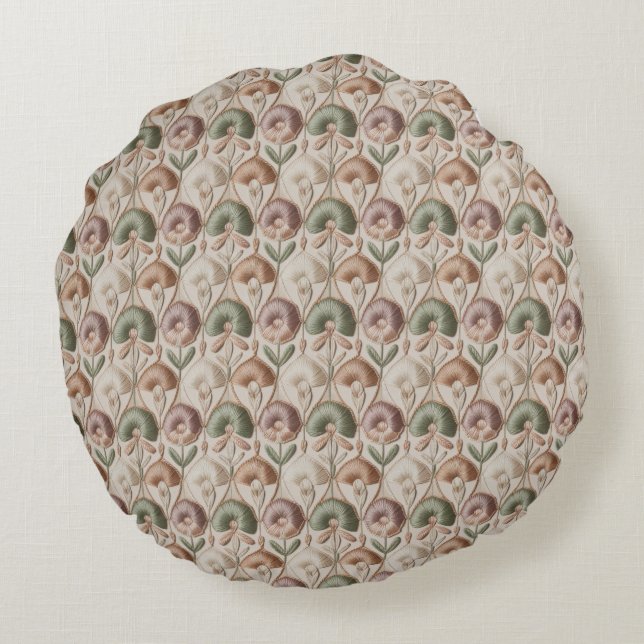 Vintage Seamless Pattern Round Pillow (Back)