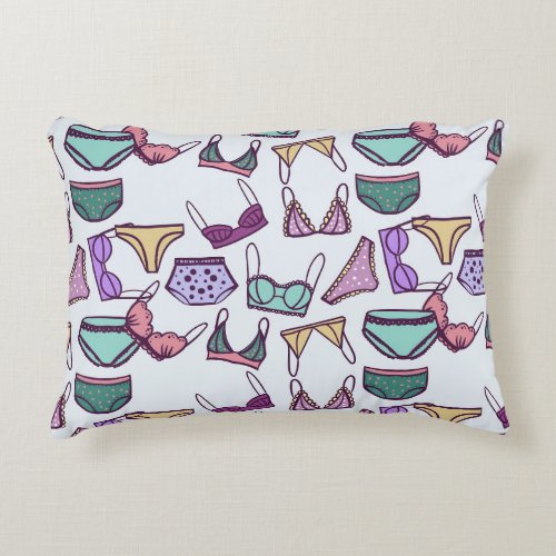 Vintage seamless pattern underwear bras and panti accent pillow