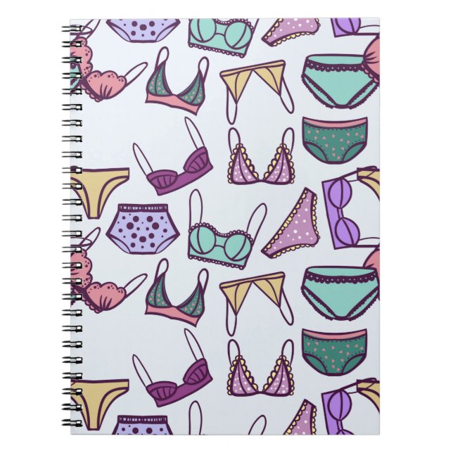 Vintage seamless pattern underwear: bras and panti notebook (Front)