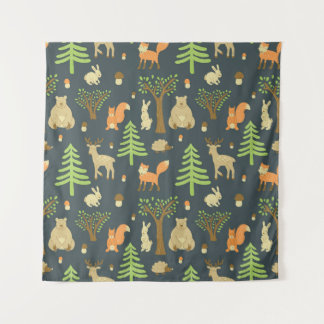 vintage seamless pattern with cute images of bear, tapestry