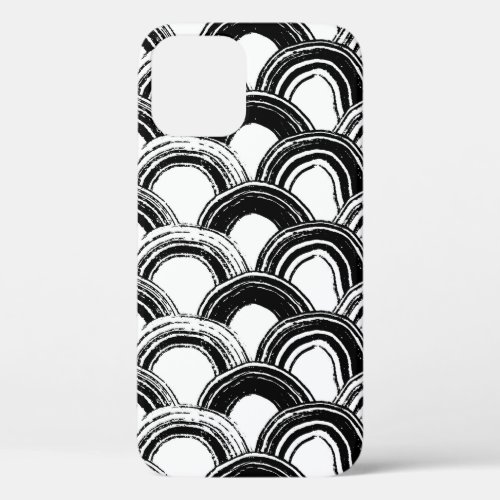 Vintage seamless pattern with dry brush arched str iPhone 12 case