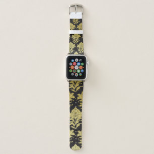vintage seamless pattern with golden flower on bl apple watch band