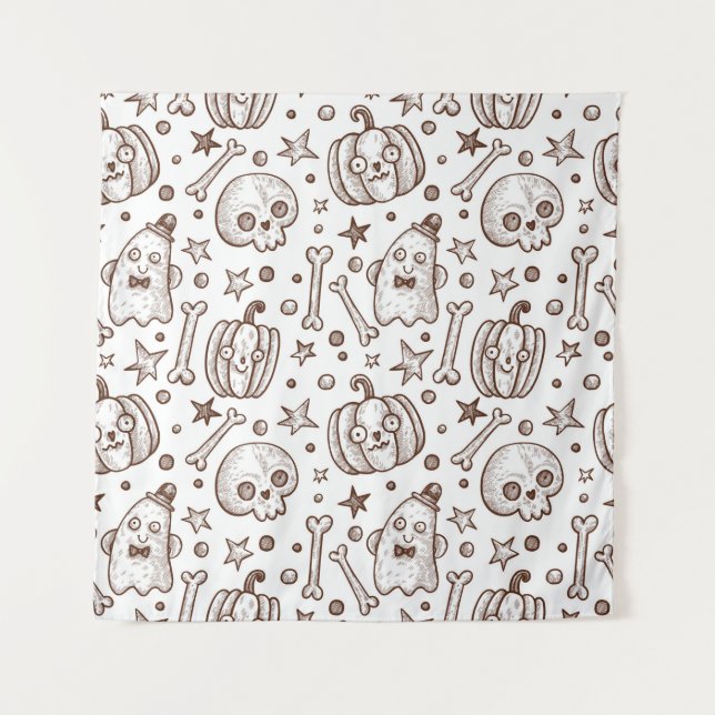 vintage seamless pattern with Halloween elements,  Tapestry (Front)