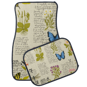 Vintage seamless pattern with handwritten text Lor Car Floor Mat